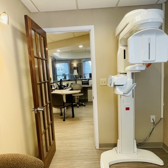 C T cone beam scanner next to hallway door in Cranford periodontal office