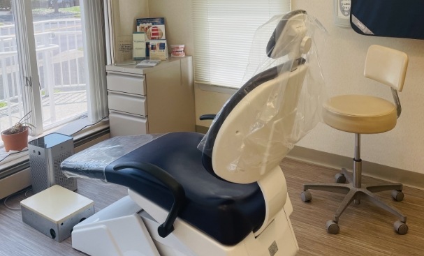 Black dental treatment chair